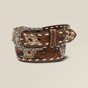 Ariat White Flower Embroidery Belt